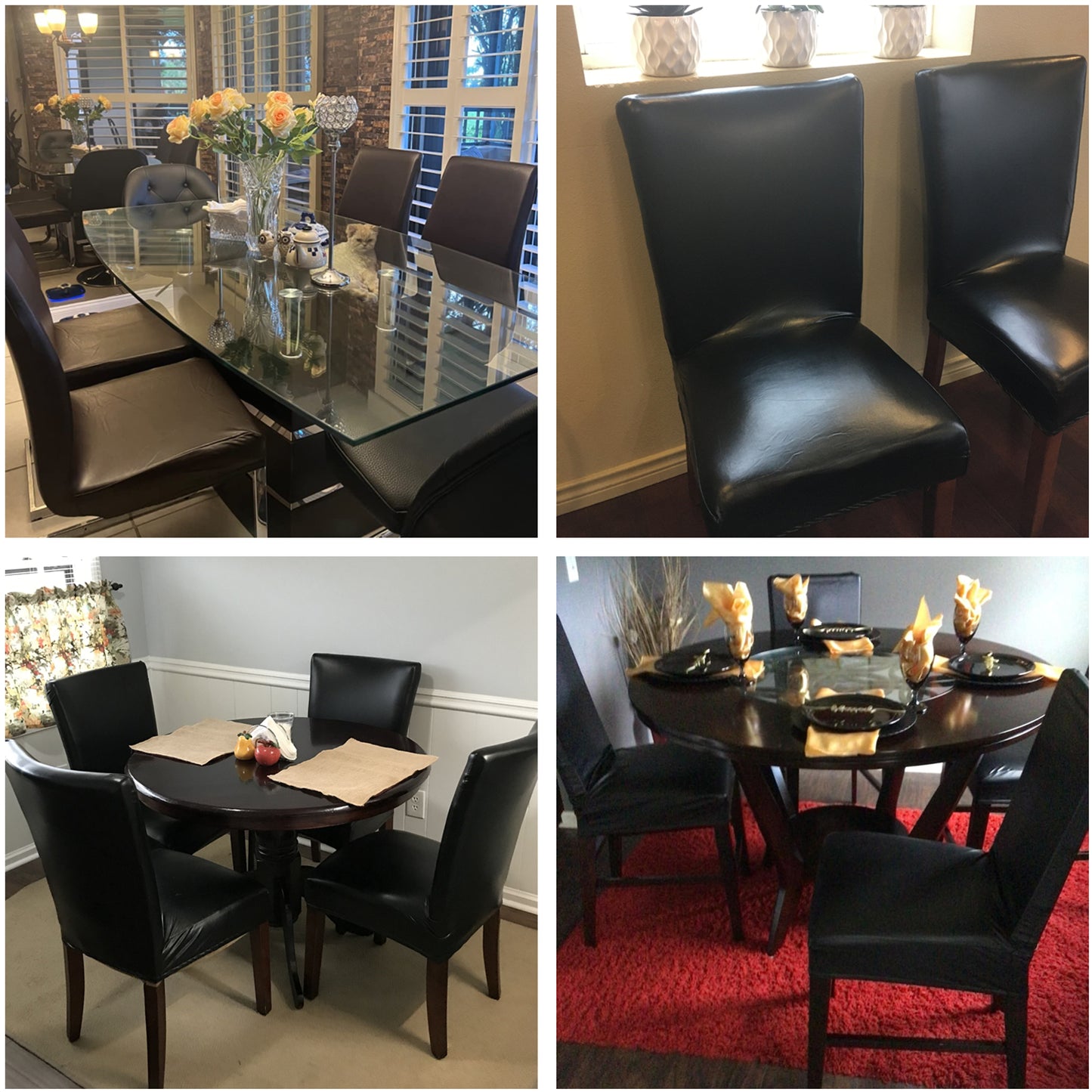 iEventStar PU Faux Leather Waterproof Stretch Dining Chair Cover Chair Protector Slipcovers Covers