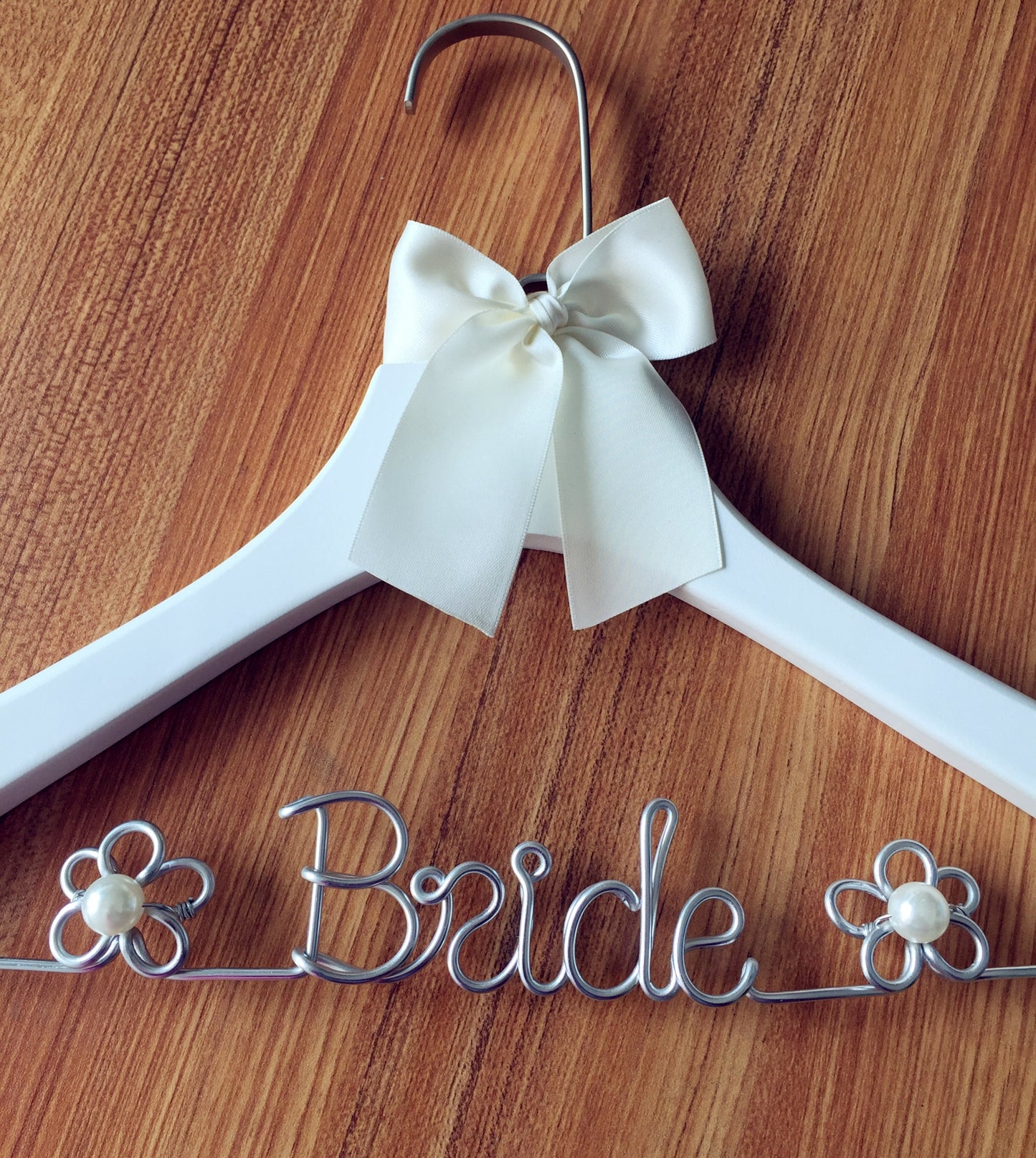 iEventStar Quality Handmade Thick Wood Wedding Hanger Brown Bridal Dress Hangers White Wedding Gift