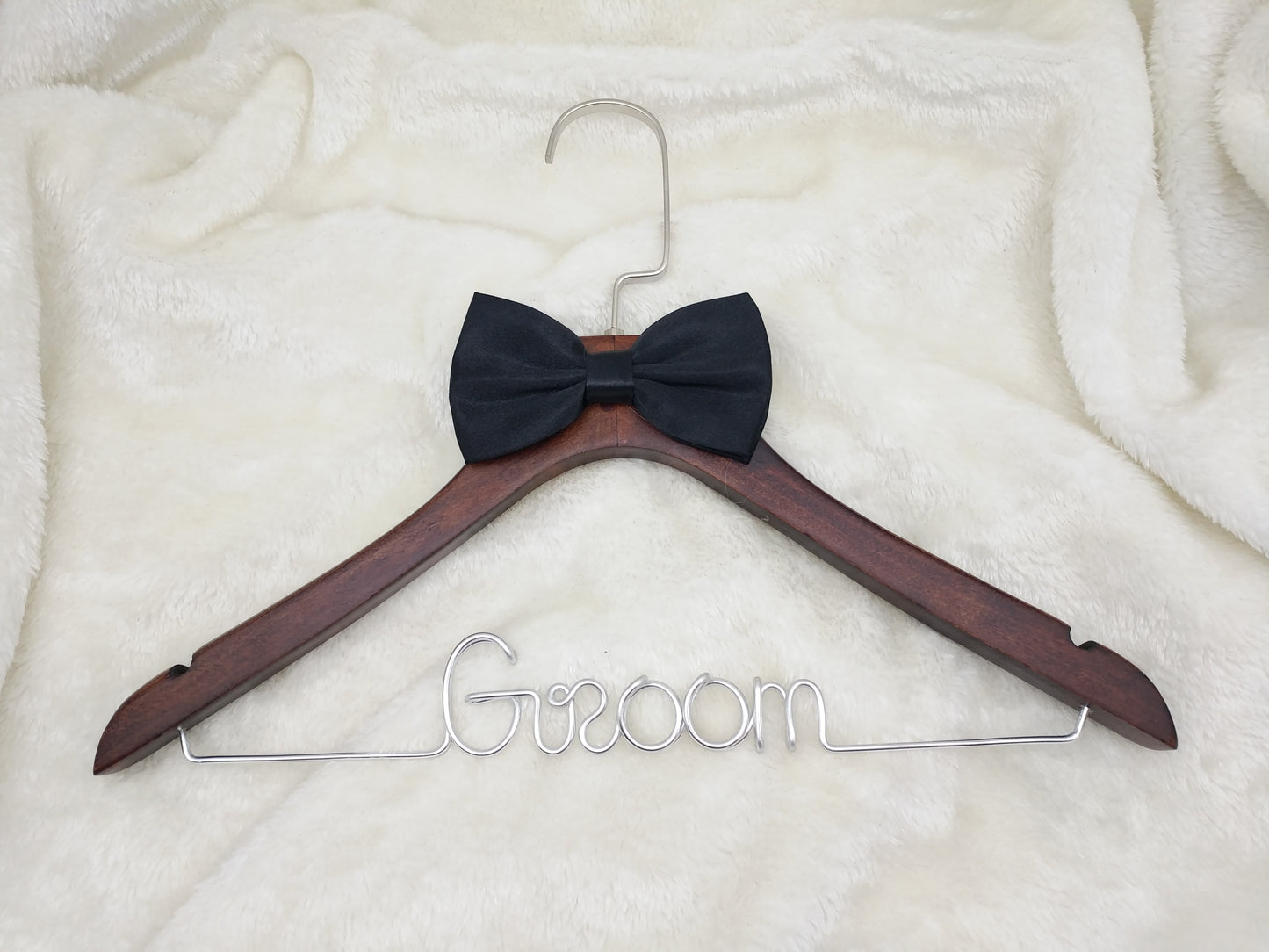 iEventStar Quality Thick Wood Wedding Hanger Brown Groom Suit Hangers Wedding Gifts Handmade