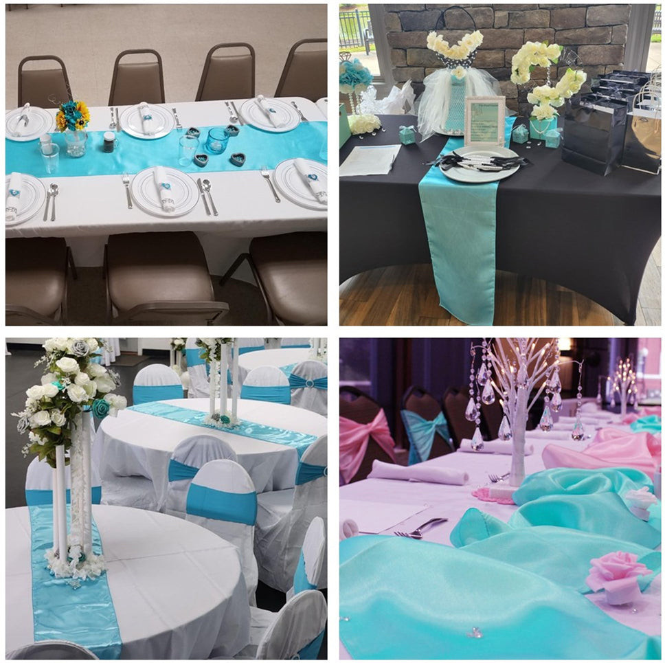 10 pcs Satin Aqua Table Runner Runners Wedding Banquet Birthday Holiday Party Decorations 12'' x 108''