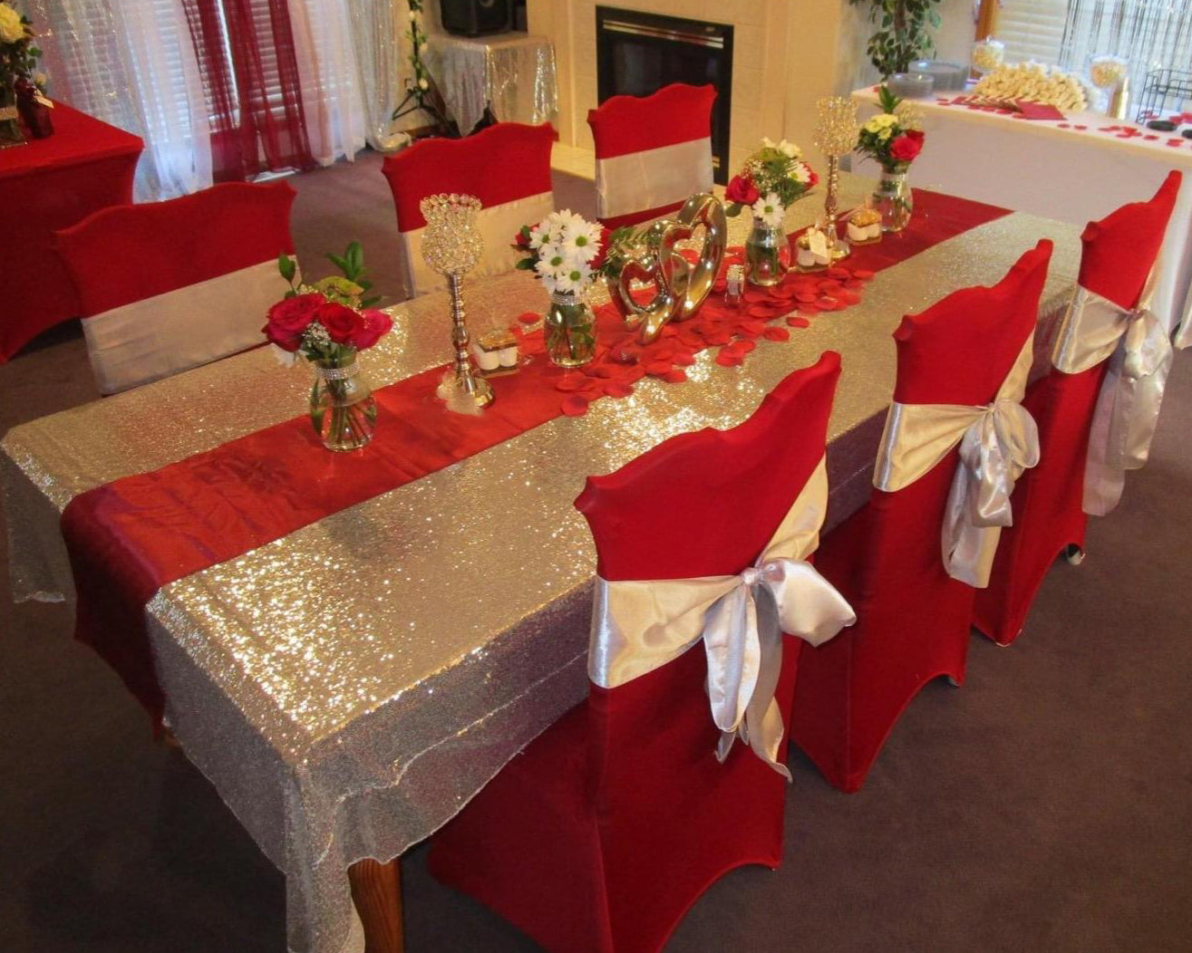 iEventStar Satin Chair Sashes Chair Bow Bows Tie Back Red Christmas New Year Wedding Banquet Party Decoration