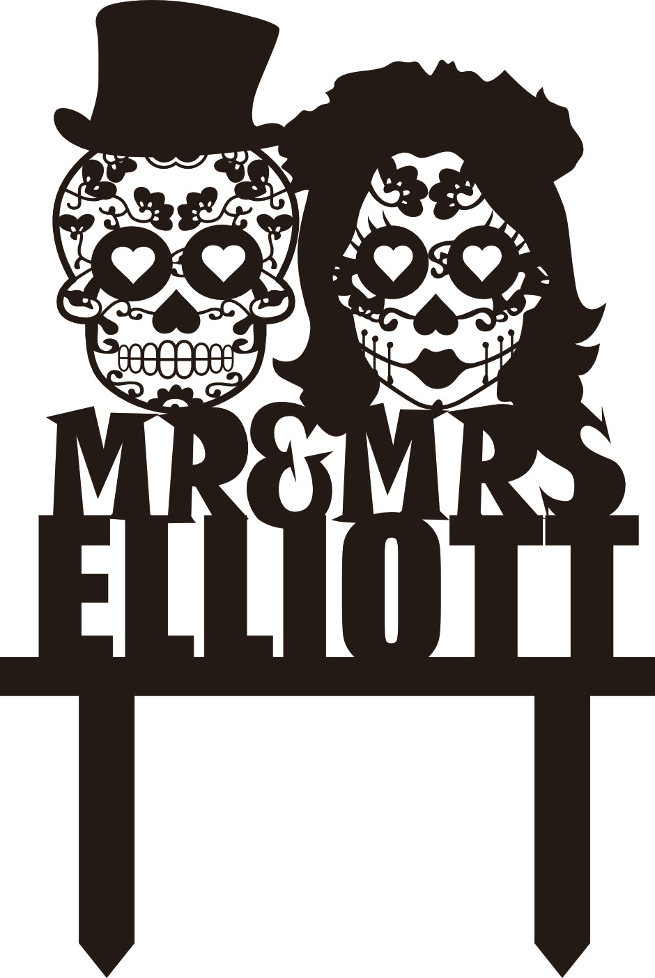 iEventStar Sweet Skull Wedding Cake Topper Personalized Skeleton Cake Toppers Wedding Cakes Decorations