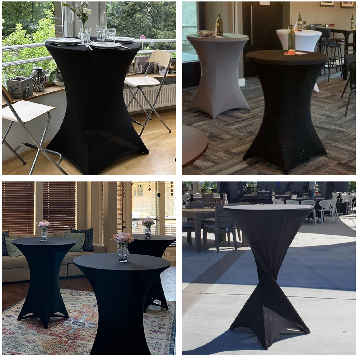 iEventStar 24 inches Xmas Highboy Cocktail Stretch Spandex Fitted Table Cover Christmas High Top Bar Square Corners Tablecloth Fuchsia