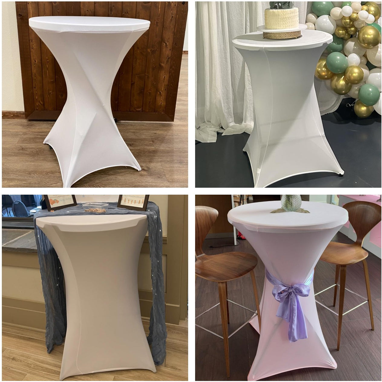 iEventStar 2 Packs 32" Highboy Fall Cocktail Table Cover Round Stretch Spandex Fitted High Top Square Corners Tablecloth Orange