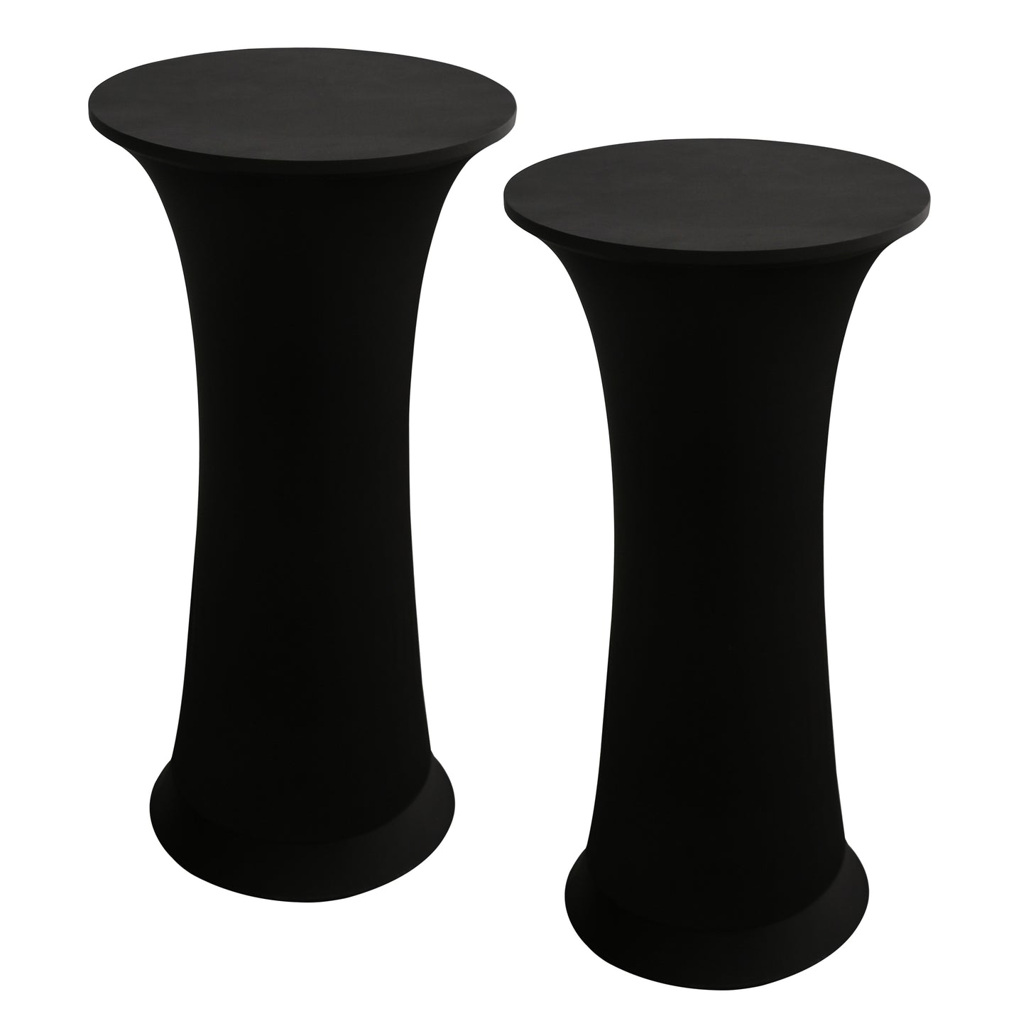 iEventStar 2 Pcs 24"x43" Fitted Stretch Cocktail Table Cover Xmas Red Highboy High Top Round Bottom Cocktail Tablecloth for Party Pub Banquet Bistro Black