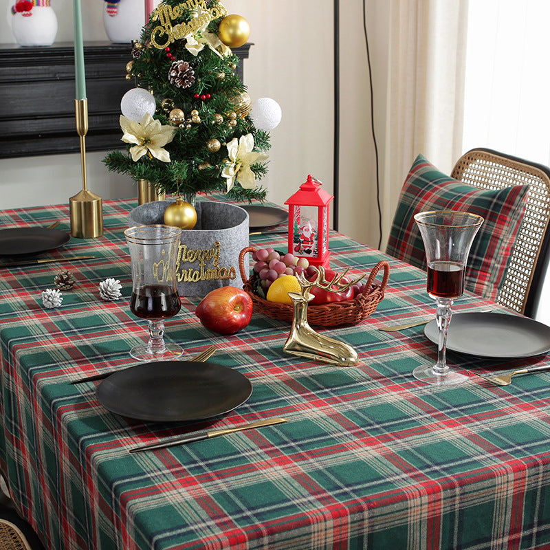 iEventStar Christmas Tablecloth Table Cloths Red Plaid Checkered Green Xmas Winter Holiday Dining Table Decoration