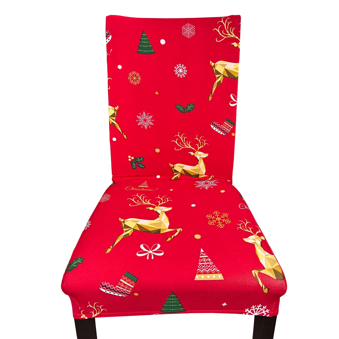 iEventStar 4 Pcs Christmas Xmas Spandex Stretch Washable Dining Room Chair Cover Protector Seat Slipcovers