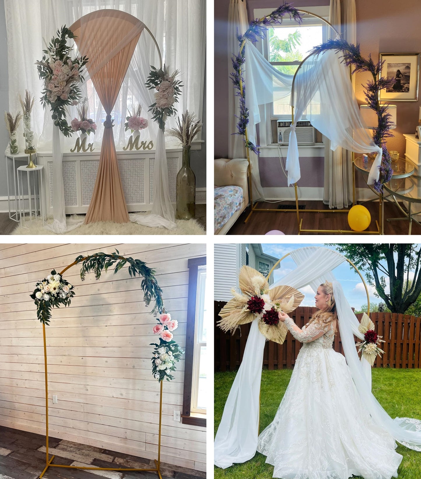 iEventStar Arch Backdrop Stand Gold Metal Wedding Arch Frame Balloon Arch Stand for Wedding Birthday Party Decoration