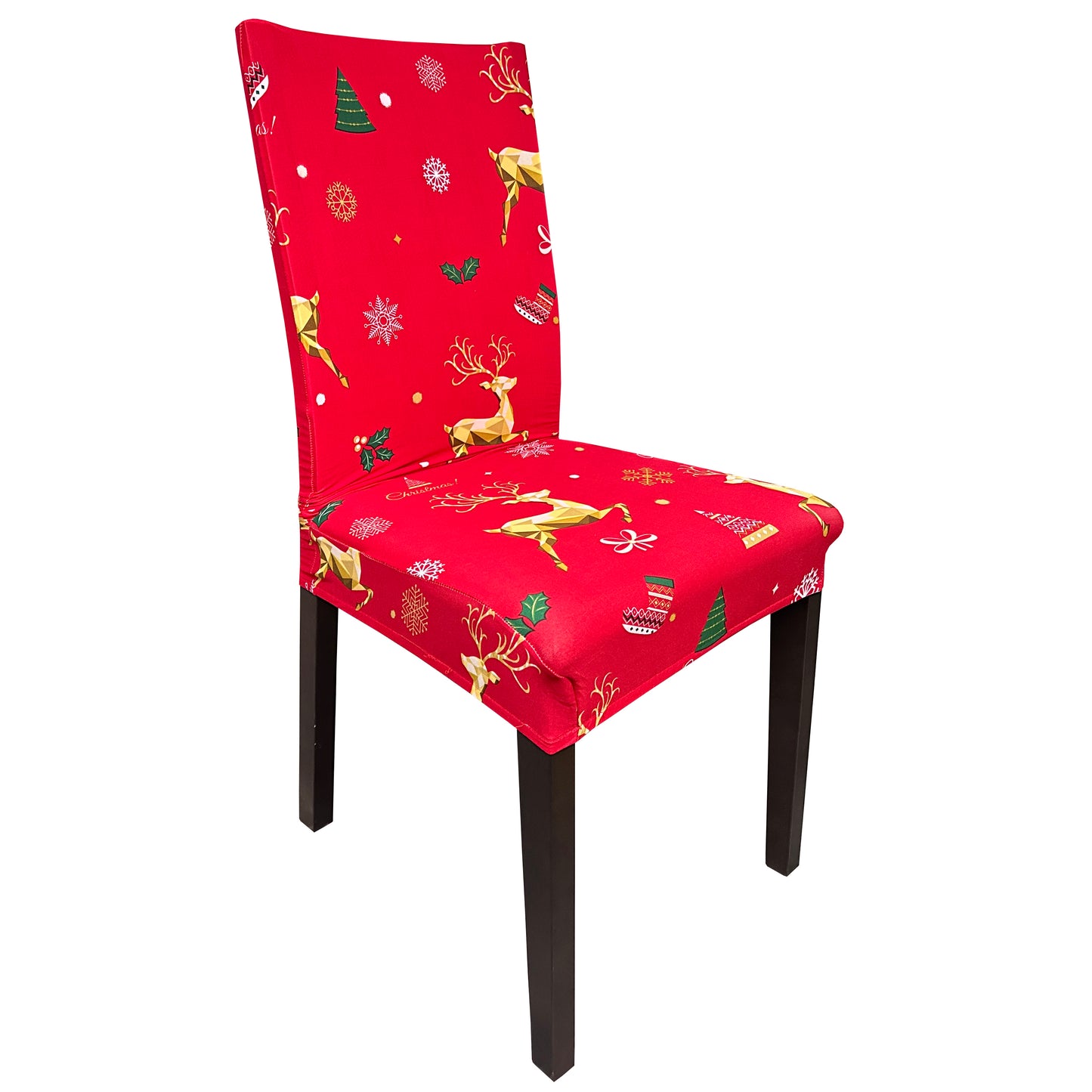 iEventStar 4 Pcs Christmas Xmas Spandex Stretch Washable Dining Room Chair Cover Protector Seat Slipcovers