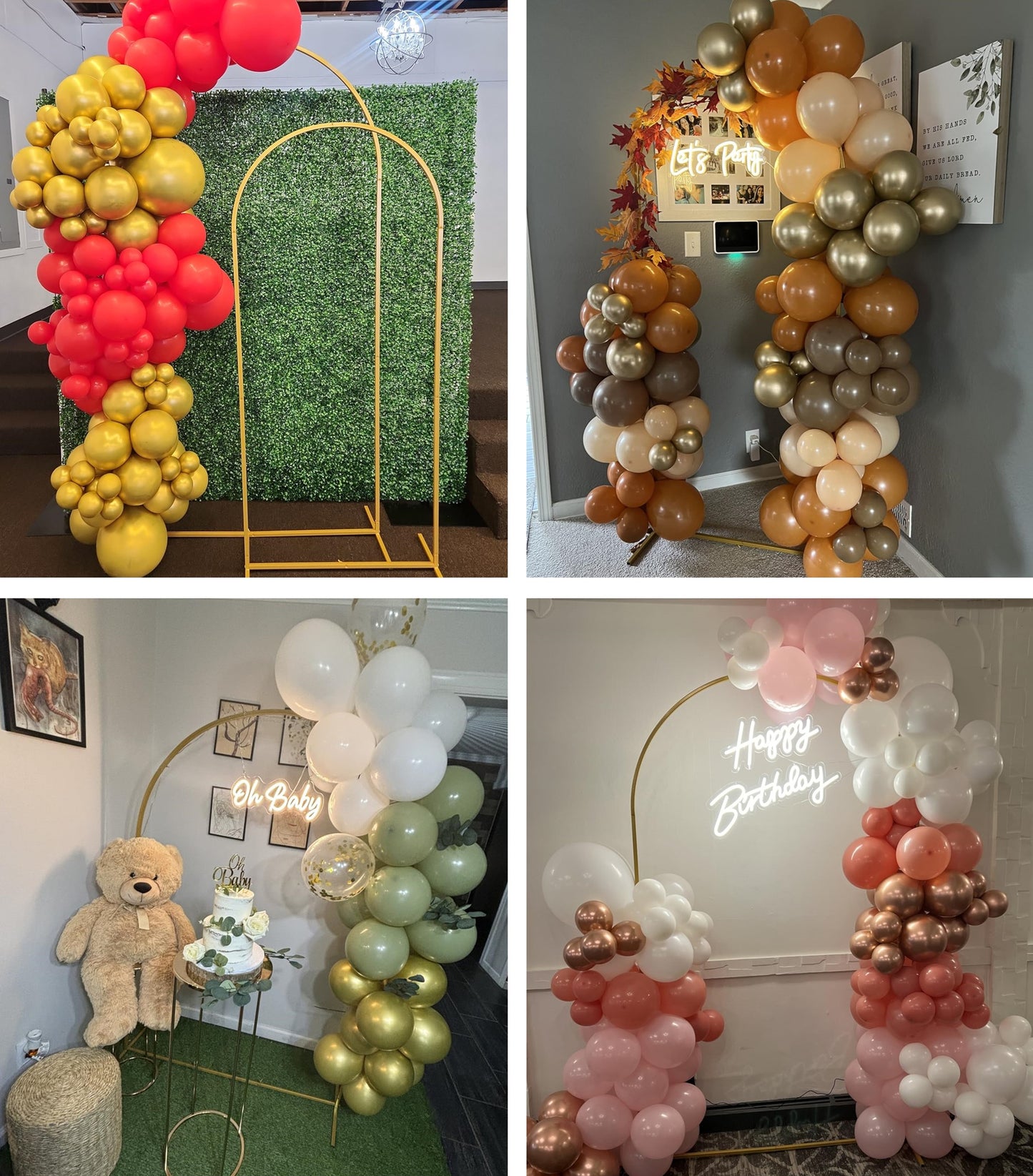 iEventStar Arch Backdrop Stand Gold Metal Wedding Arch Frame Balloon Arch Stand for Wedding Birthday Party Decoration