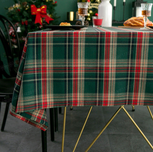 iEventStar Christmas Tablecloth Table Cloths Red Plaid Checkered Green Xmas Winter Holiday Dining Table Decoration
