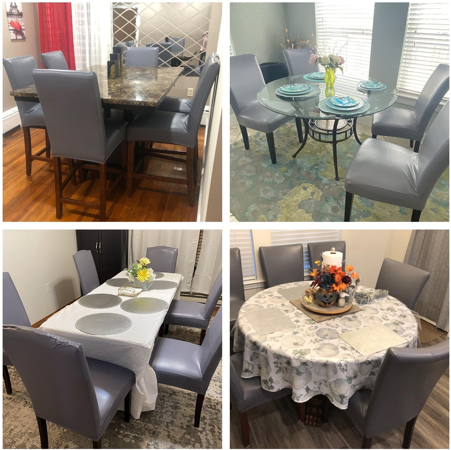 iEventStar PU Faux Leather Waterproof Stretch Dining Chair Cover Chair Protector Slipcovers Covers