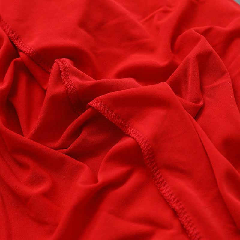 iEventStar 32'' Xmas Highboy Cocktail Round Stretch Spandex Fitted Table Cover Christmas Green High Top Square Corners Tablecloth Red