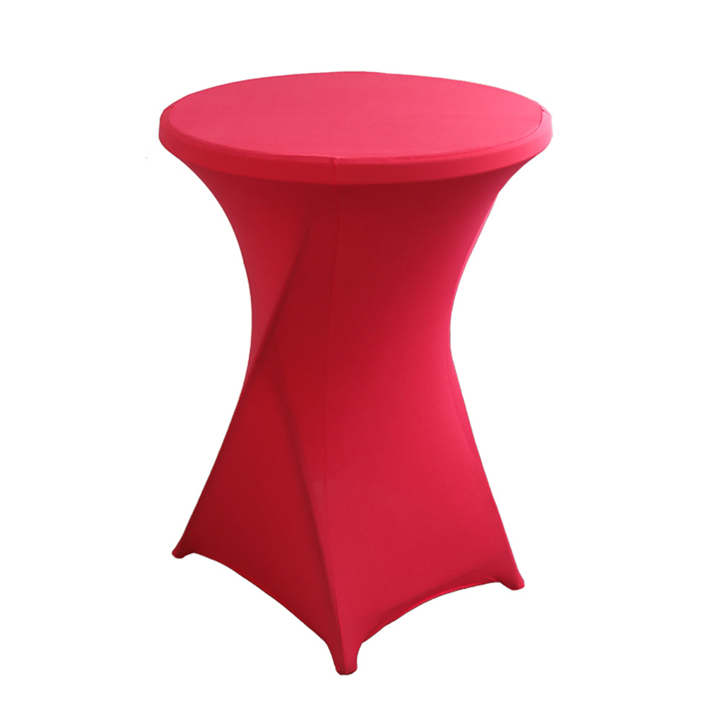 iEventStar 32'' Xmas Highboy Cocktail Round Stretch Spandex Fitted Table Cover Christmas Green High Top Square Corners Tablecloth Red