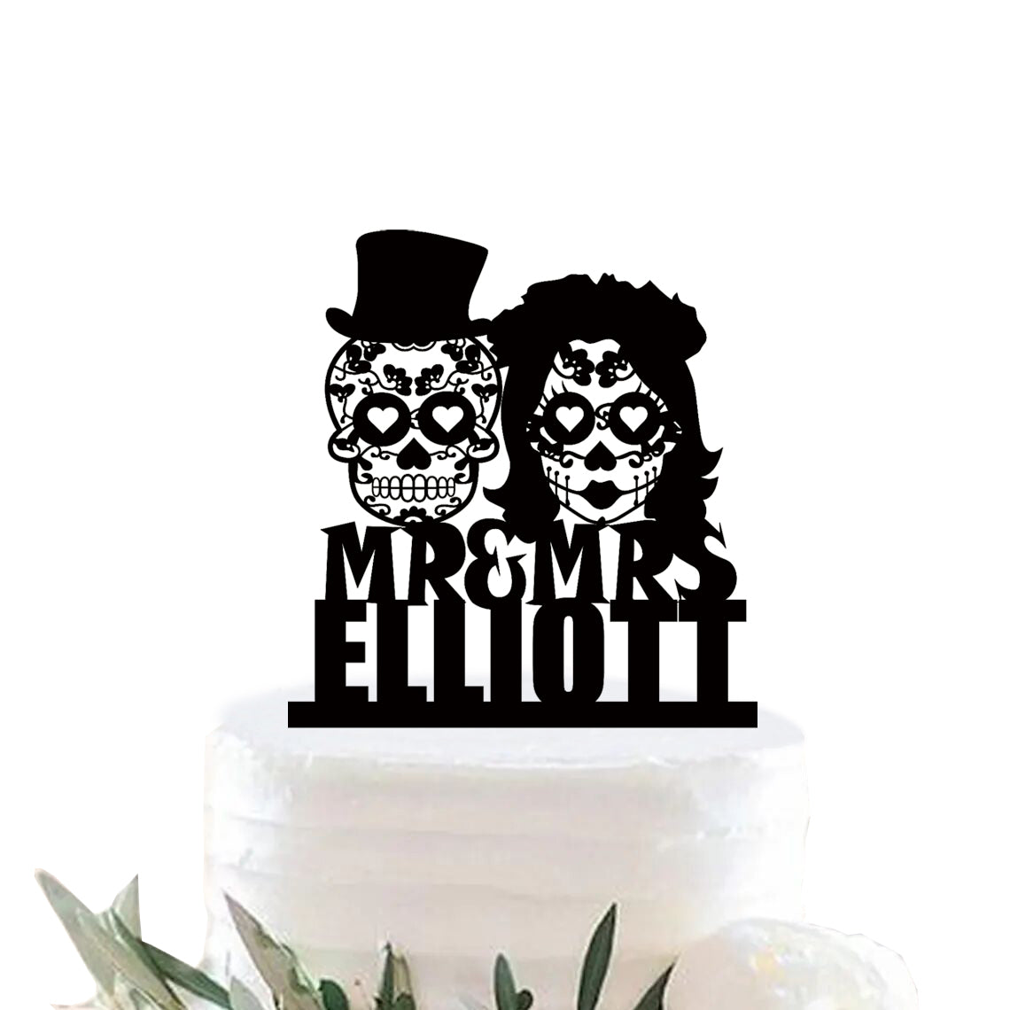 iEventStar Sweet Skull Wedding Cake Topper Personalized Skeleton Cake Toppers Wedding Cakes Decorations
