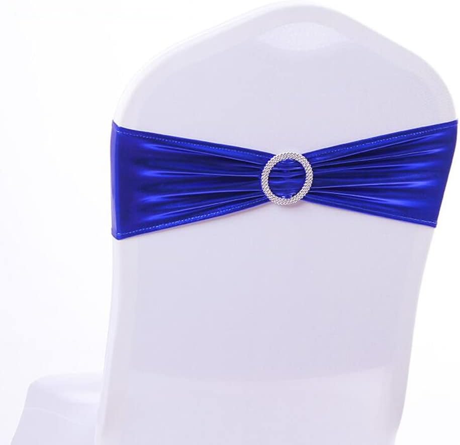 iEventStar 10PCS Red Chair Sashes Chair Bow Chair Decoration Spandex Stretch Band with Buckle Slider for Wedding Party Events