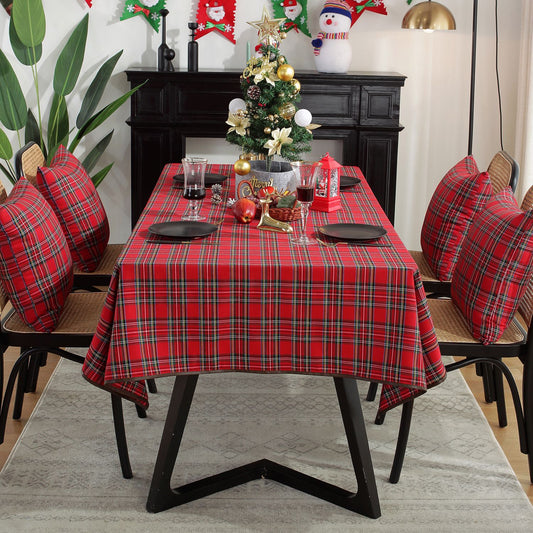 iEventStar Christmas Tablecloth Table Cloths Red Plaid Checkered Green Xmas Winter Holiday Dining Table Decoration