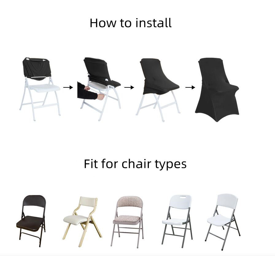 iEventStar Spandex Folding Chair Cover Covers Stretch Chair Protectors for Wedding Party Events Black