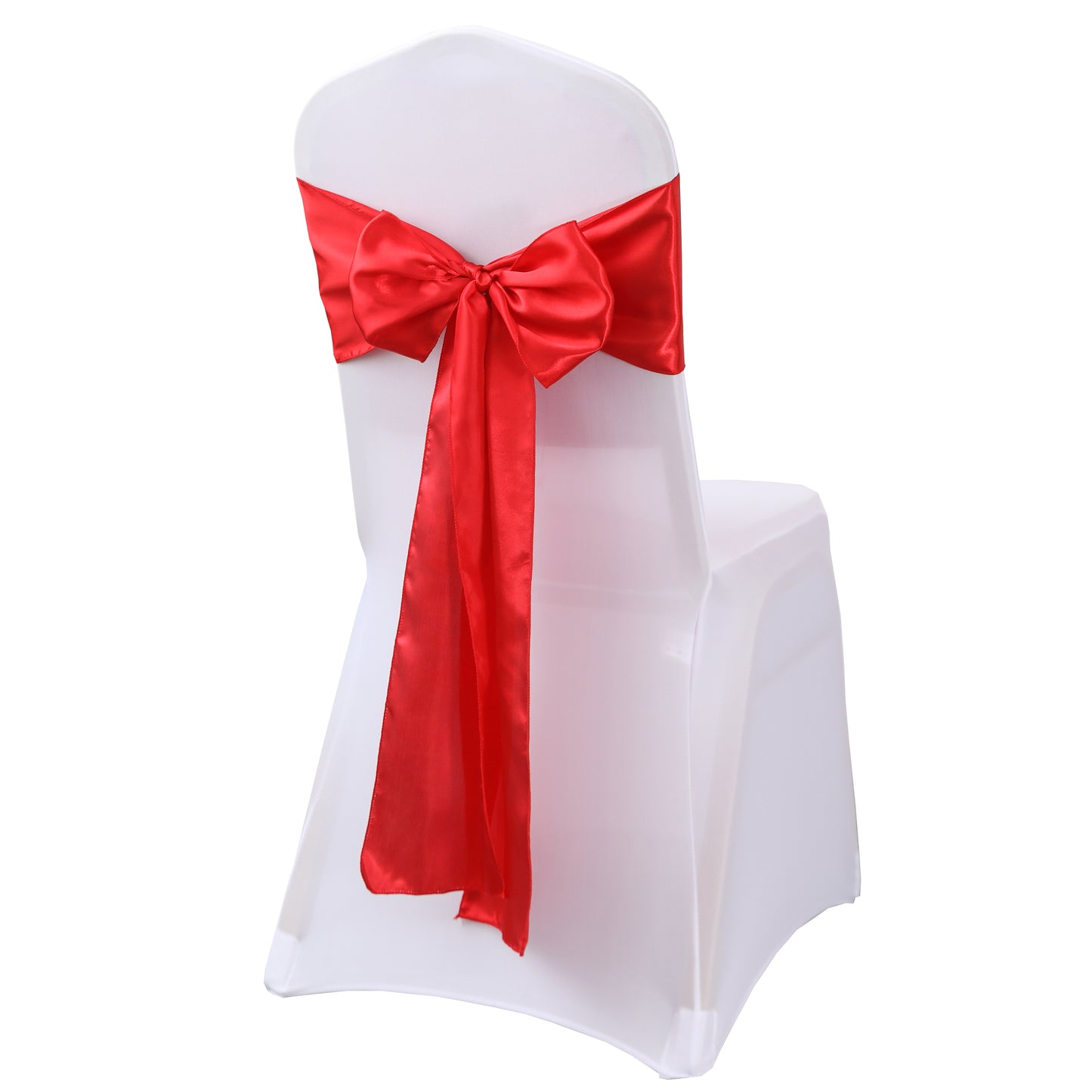 iEventStar Satin Chair Sashes Chair Bow Bows Tie Back Red Christmas New Year Wedding Banquet Party Decoration