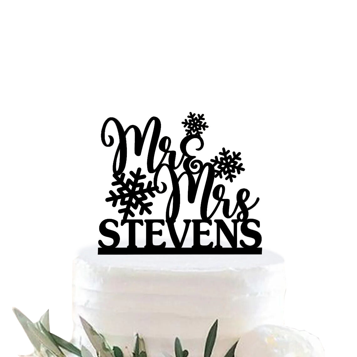 iEventStar Snowflake Cake Topper Winter Wedding Cake Toppers Personalized Snowflake Wedding Christmas Wedding Wooden Cakes Topper White Cakes Decoration