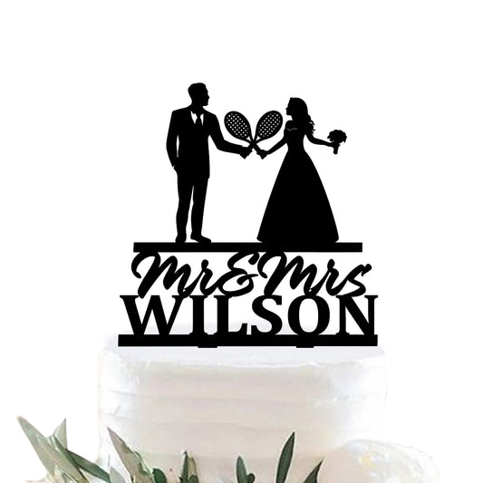 iEventStar Tennis Wedding Cake Topper Personalized Tennis Rackets Tennis Players Tennis Battle Toppers Sports Wedding Cake Topper Decoration