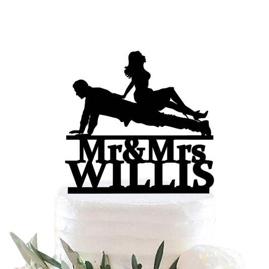 iEventStar Military Wedding Cake Topper Push Up Personalized Officer Wedding Cake Topper Bride &  Groom Silhouette Air Force Uniform Cake Toppers Welcome Home Soldier