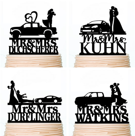 iEventStar Car Wedding Cake Topper Personalized Wedding Toppers Auto Cake Toppers Funny Party Cakes Decorations Custom