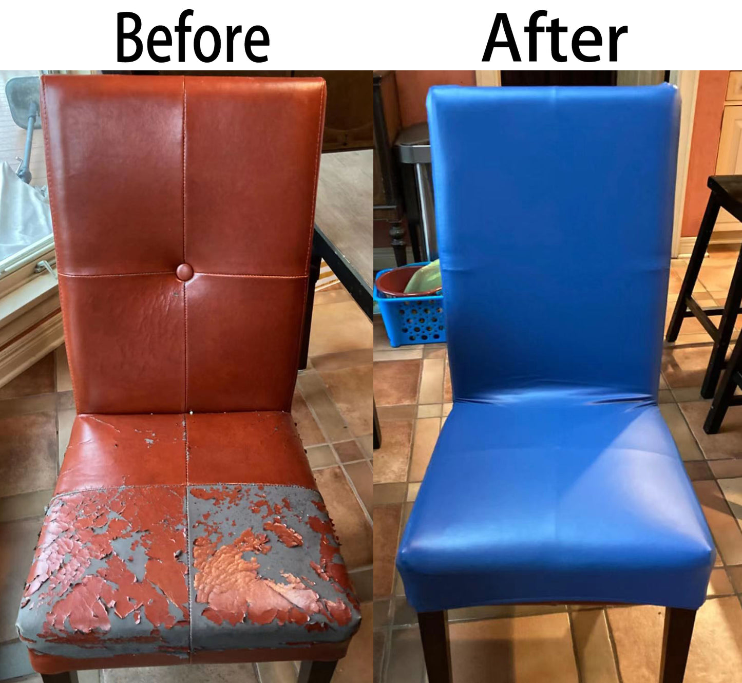 iEventStar PU Faux Leather Waterproof Stretch Dining Chair Cover Chair Protector Slipcovers Covers