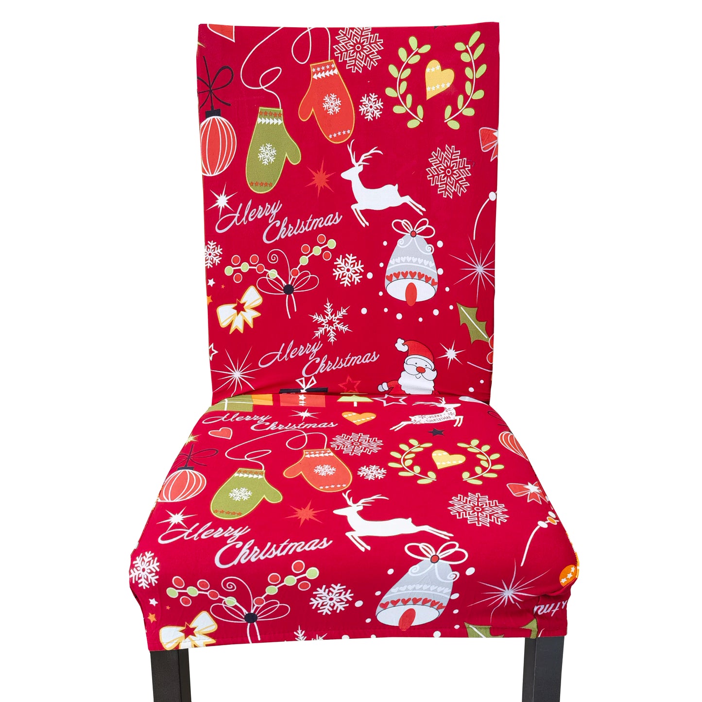 iEventStar 4 Pcs Christmas Xmas Spandex Stretch Washable Dining Room Chair Cover Protector Seat Slipcovers