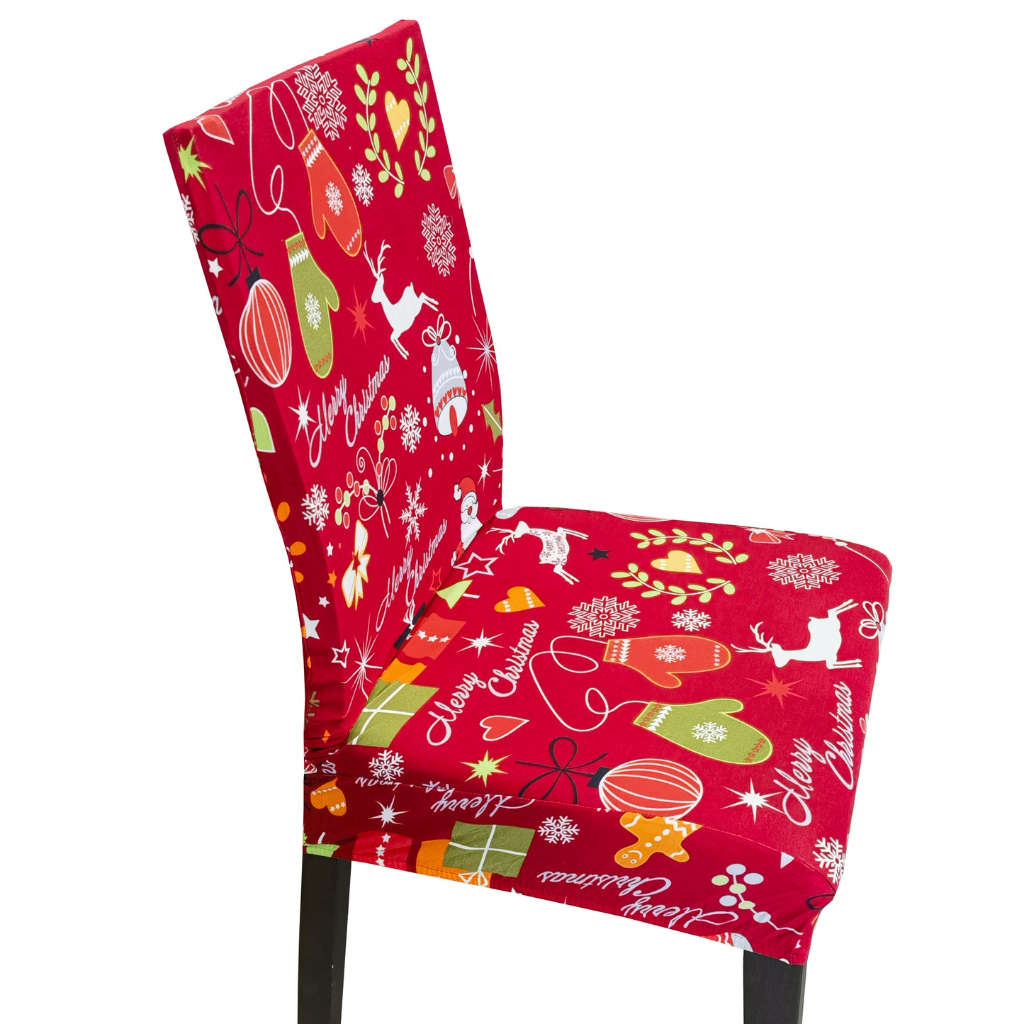iEventStar 4 Pcs Christmas Xmas Spandex Stretch Washable Dining Room Chair Cover Protector Seat Slipcovers