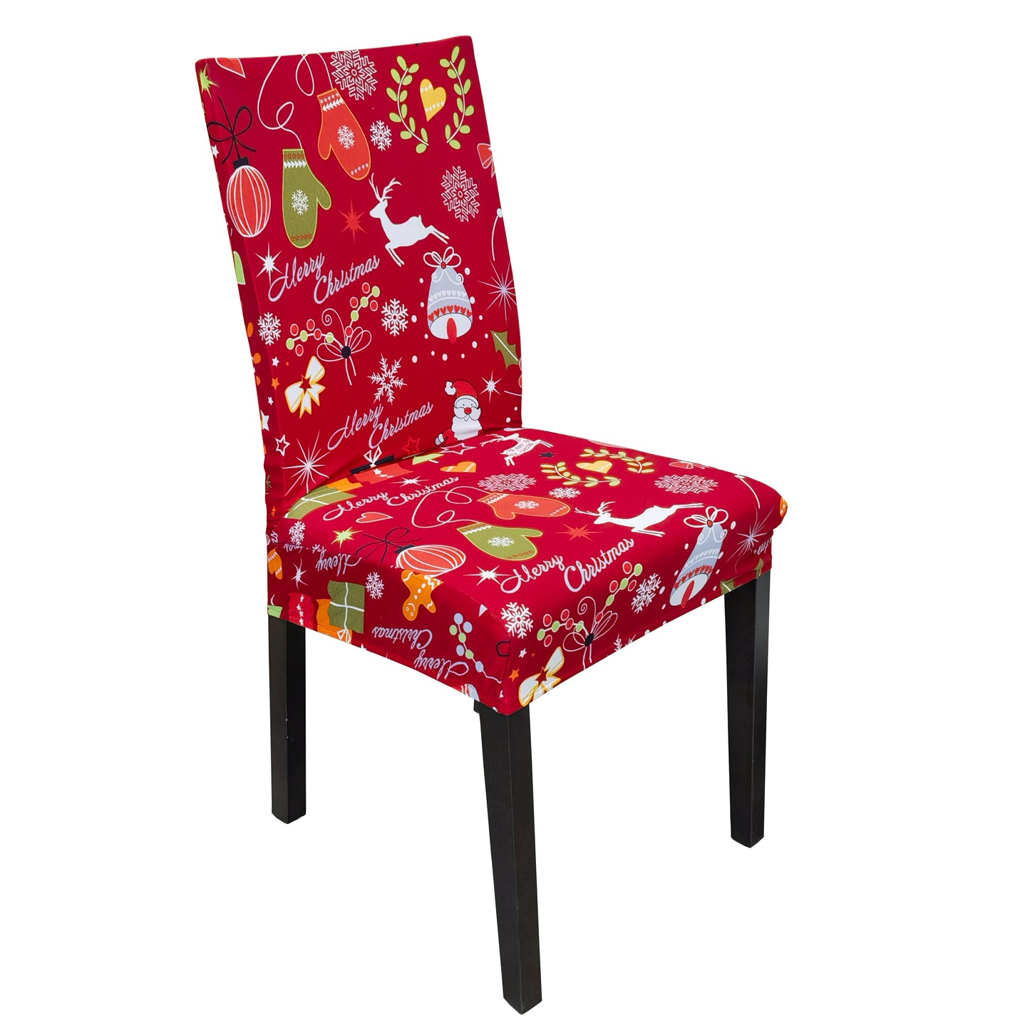 iEventStar 4 Pcs Christmas Xmas Spandex Stretch Washable Dining Room Chair Cover Protector Seat Slipcovers