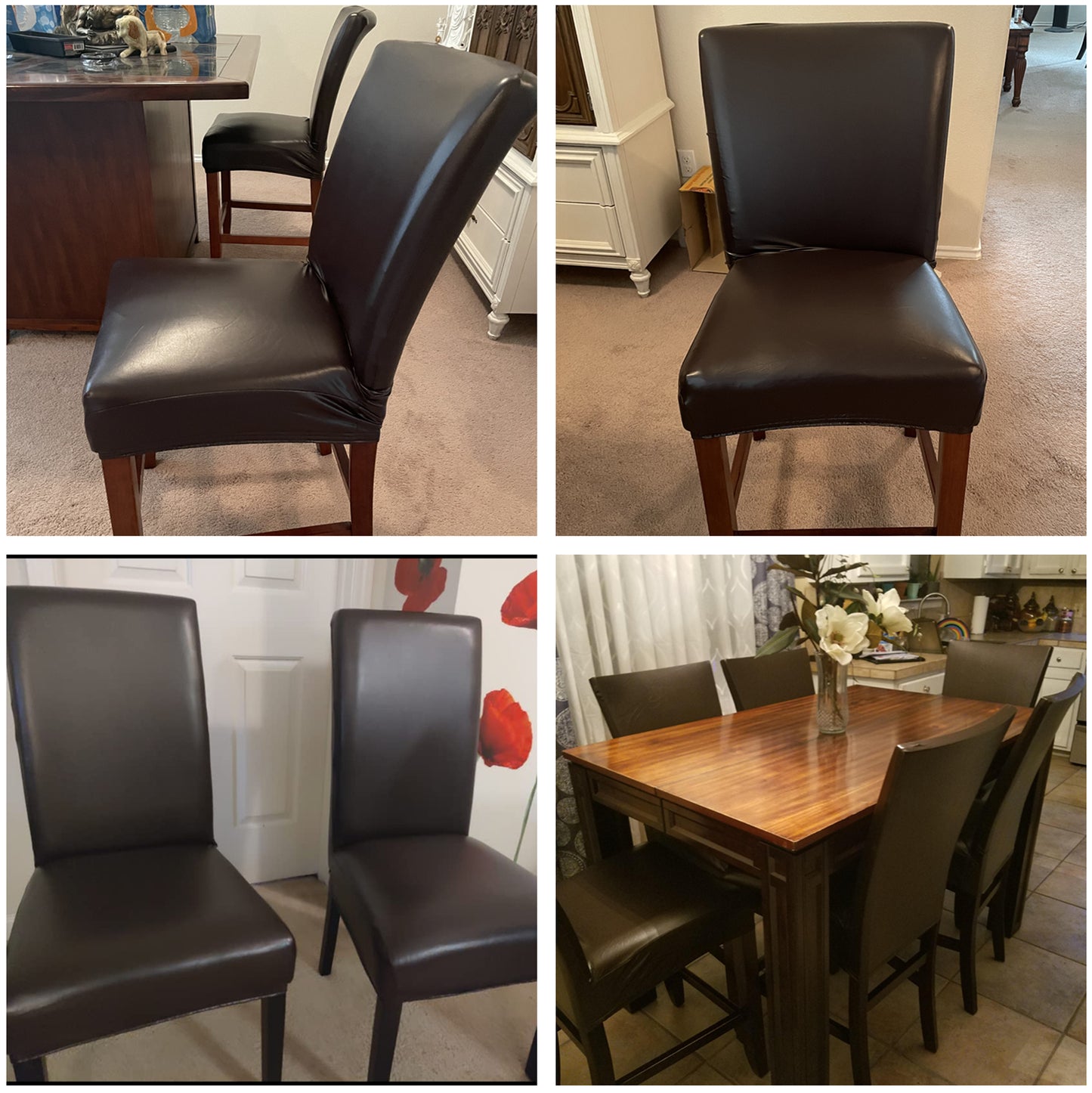 iEventStar PU Faux Leather Waterproof Stretch Dining Chair Cover Chair Protector Slipcovers Covers