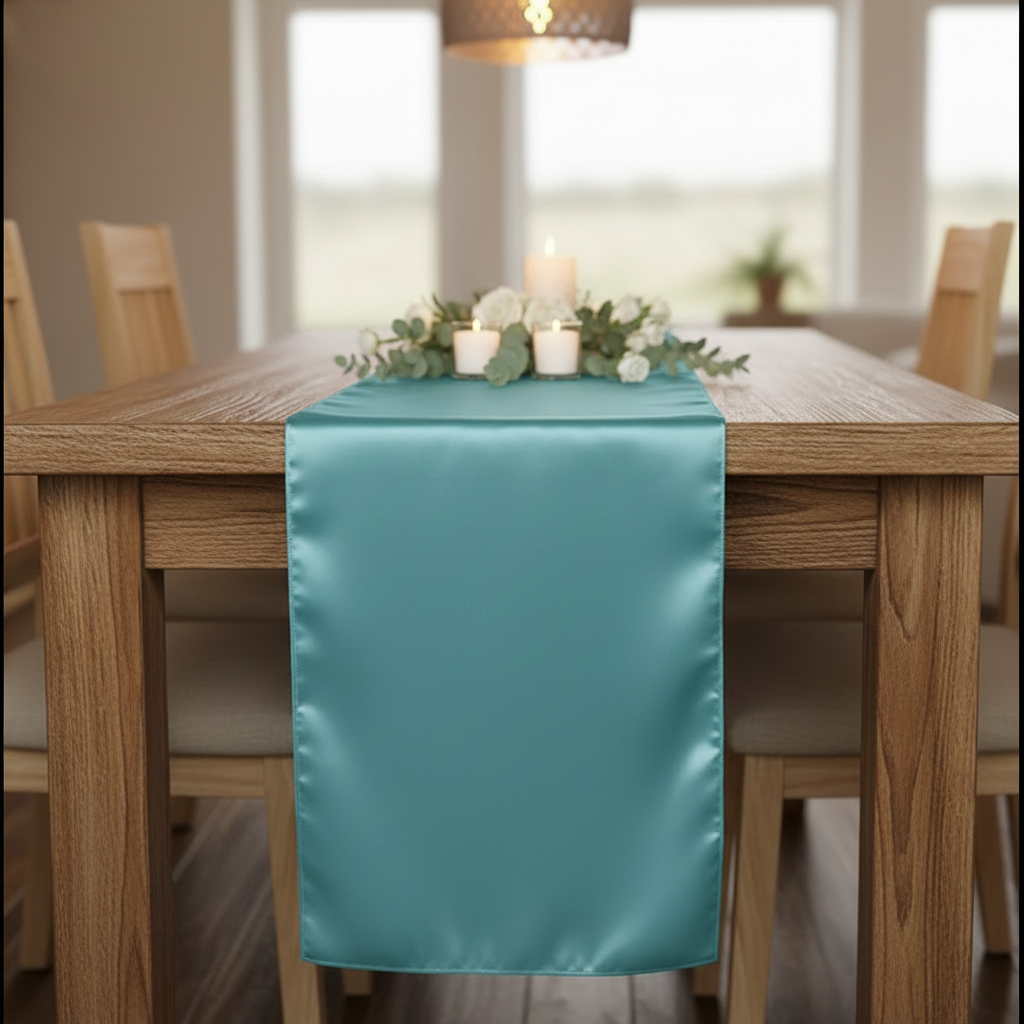 10 pcs Satin Aqua Table Runner Runners Wedding Banquet Birthday Holiday Party Decorations 12'' x 108''