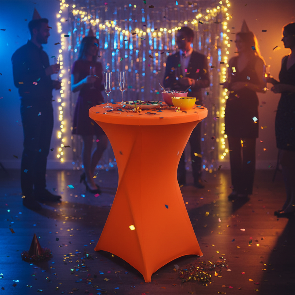 iEventStar 24 inches Xmas Highboy Cocktail Stretch Spandex Fitted Table Cover Christmas High Top Bar Square Corners Tablecloth Fuchsia