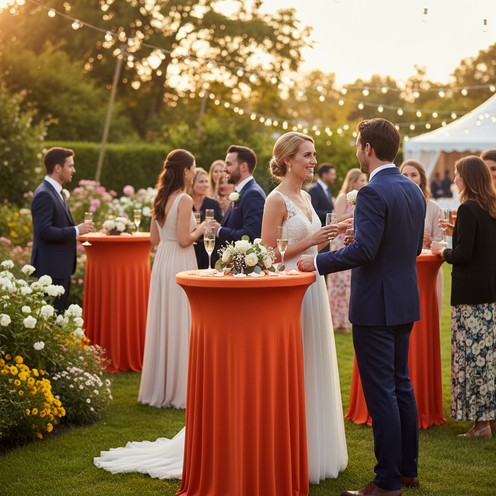 iEventStar 2Pcs 32" Xmas Highboy Cocktail Round Stretch Spandex Table Cover Hunter Green Christmas Table Skirt High Top Tablecloth