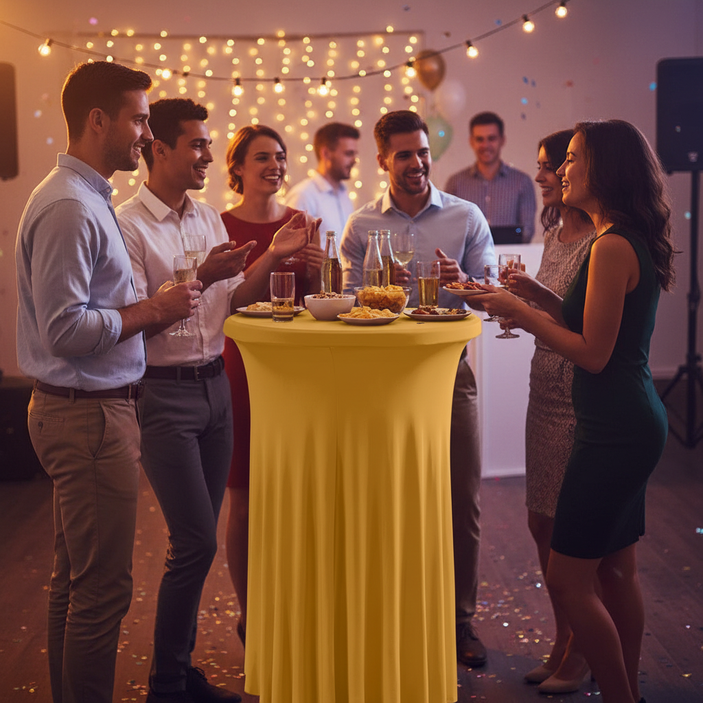 iEventStar 32" Highboy Cocktail Round Stretch Spandex Table Cover Hunter Green Christmas Table Skirt High Top Tablecloth