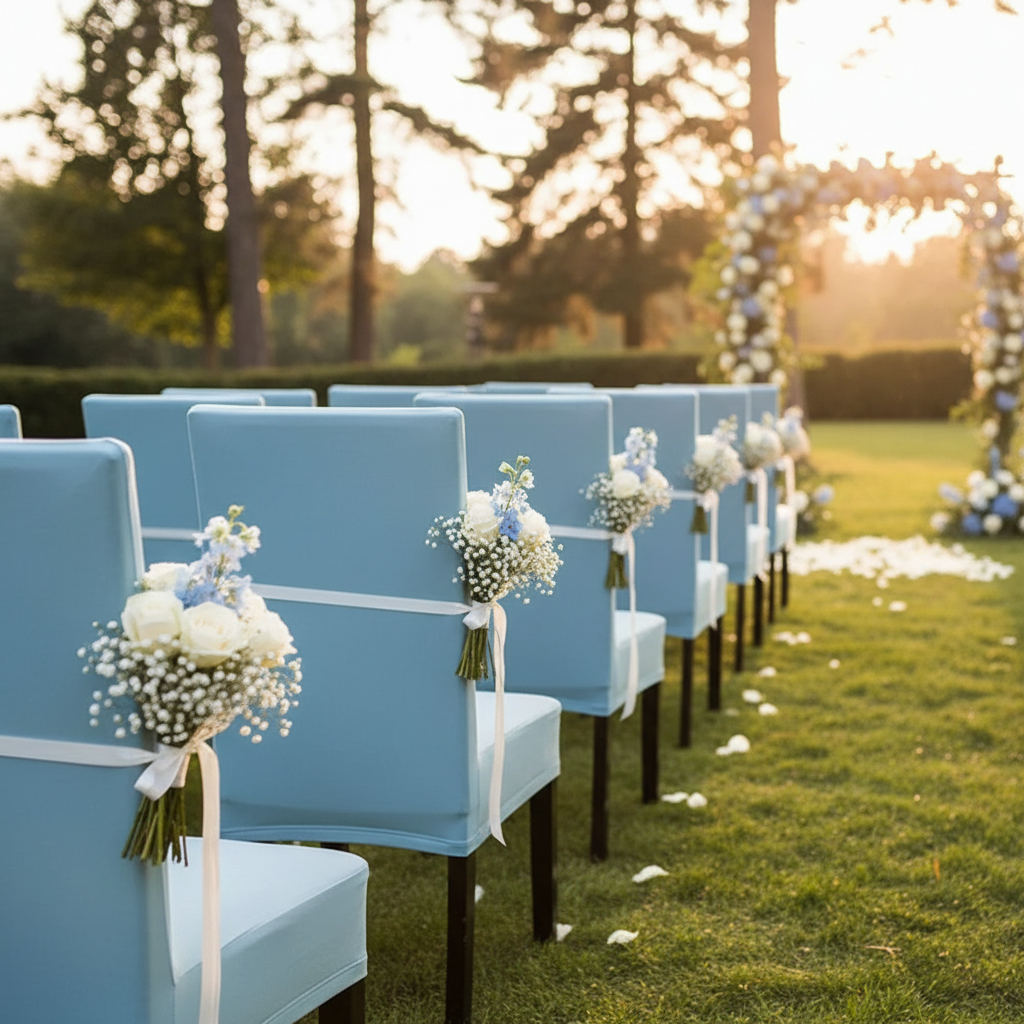 iEventStar Spandex Stretch Washable Dining Room Chair Cover Light Blue Protector Seat Slipcovers