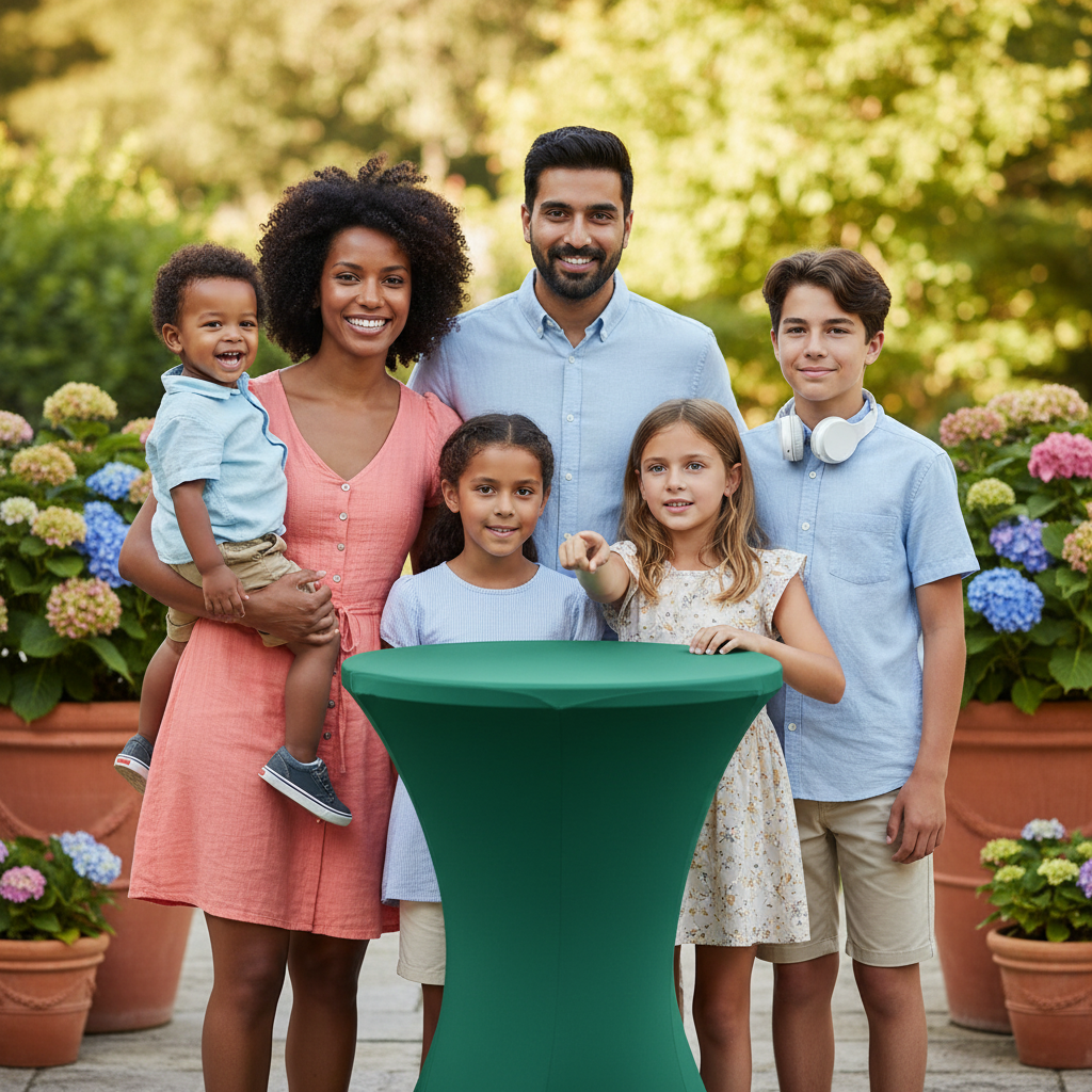 iEventStar 24 inches Xmas Highboy Cocktail Stretch Spandex Fitted Table Cover Christmas High Top Bar Square Corners Tablecloth Fuchsia