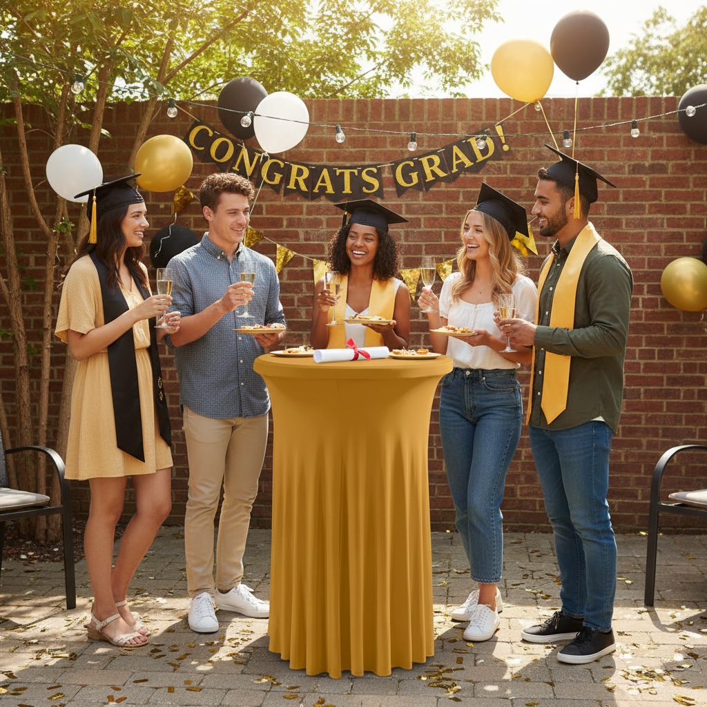 iEventStar 24" Xmas Highboy Cocktail Round Stretch Spandex Table Cover Christmas Table Skirt High Top Tablecloth Hunter Green