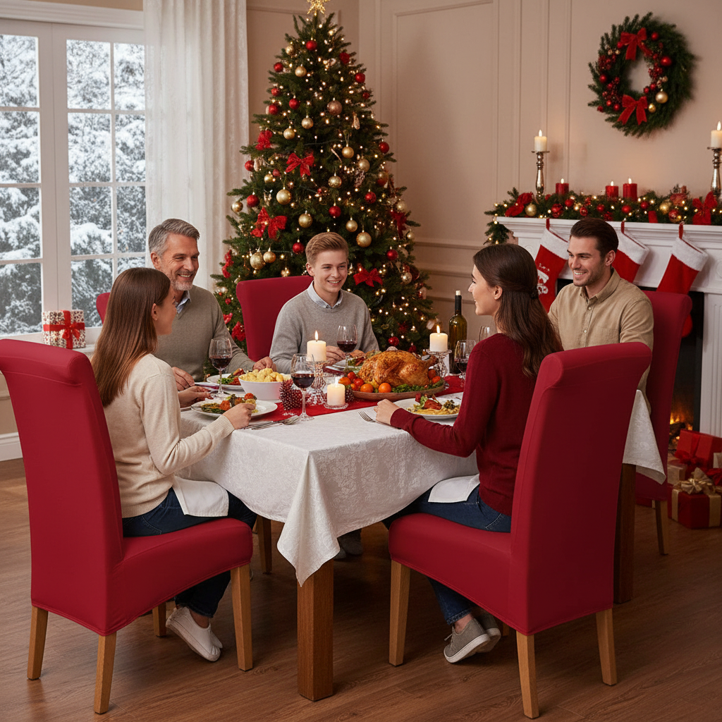 iEventStar Oversized Extra Large Size Christmas Chair Cover Red High Back Chair Covers Chair Protectors Seat Slipcovers for for All Seasons