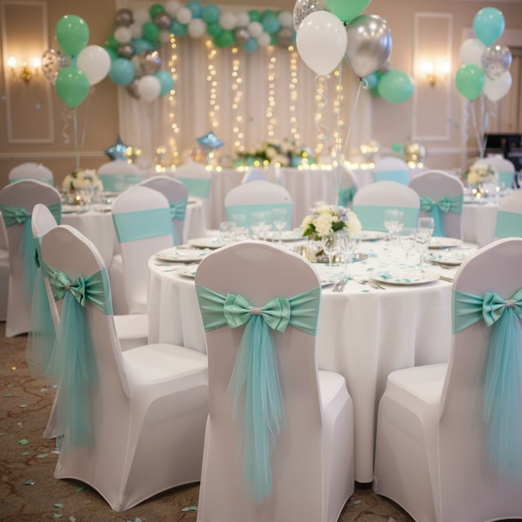 10pcs Ready to Use White Sashes Spandex Stretch Chair Band with Double Satin Bows & Sashes Chair Sashes Bow for Beach Wedding Party Decoration