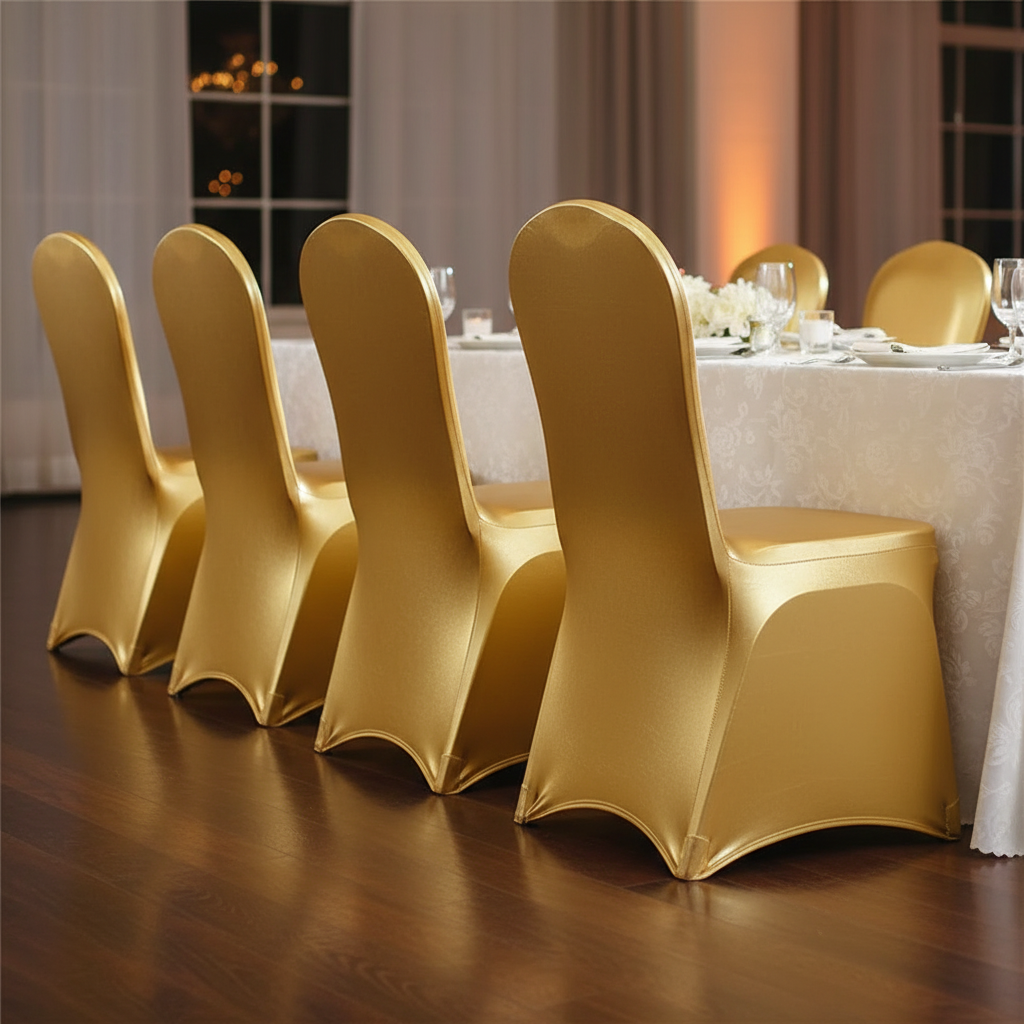 iEventStar Stretch Chair Cover Chair Slipcover Chair Decoration for Wedding Banquet Party (Shiny Gold)