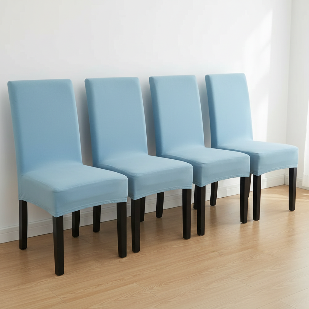 iEventStar Spandex Stretch Washable Dining Room Chair Cover Light Blue Protector Seat Slipcovers
