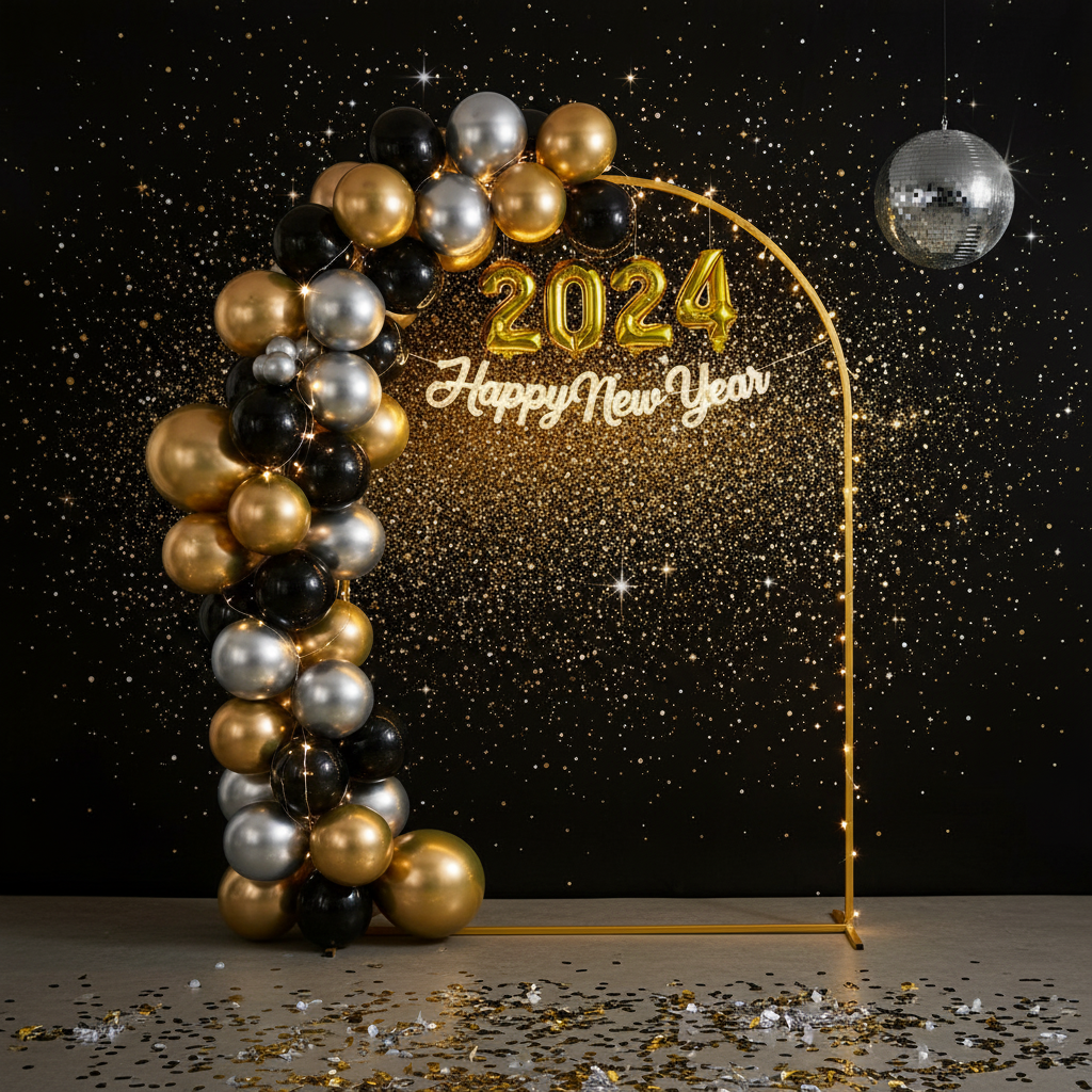 iEventStar Arch Backdrop Stand Gold Metal Wedding Arch Frame Balloon Arch Stand for Wedding Birthday Party Decoration