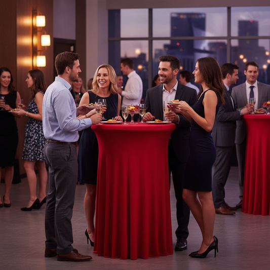 iEventStar 2Pcs 32" Xmas Highboy Cocktail Round Stretch Spandex Table Cover Hunter Green Christmas Table Skirt High Top Tablecloth