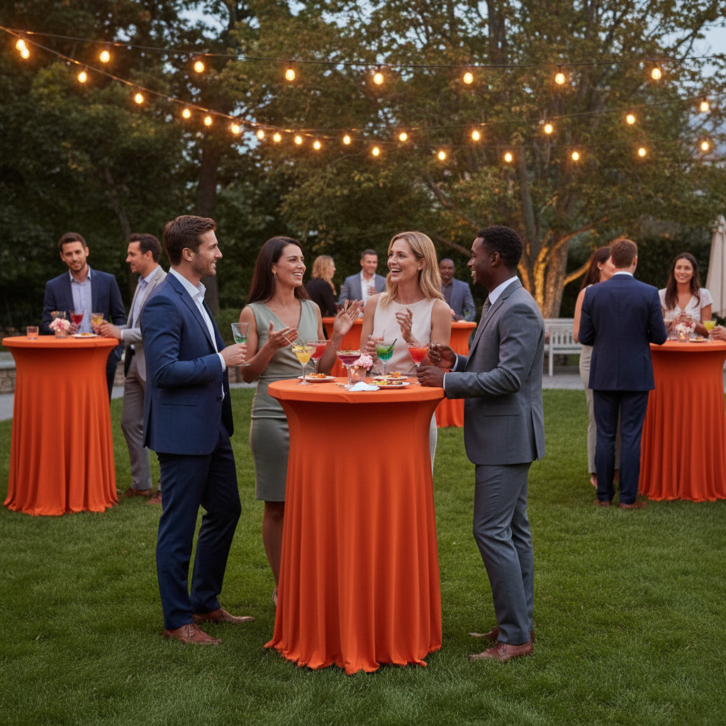 iEventStar 32" Highboy Cocktail Round Stretch Spandex Table Cover Hunter Green Christmas Table Skirt High Top Tablecloth