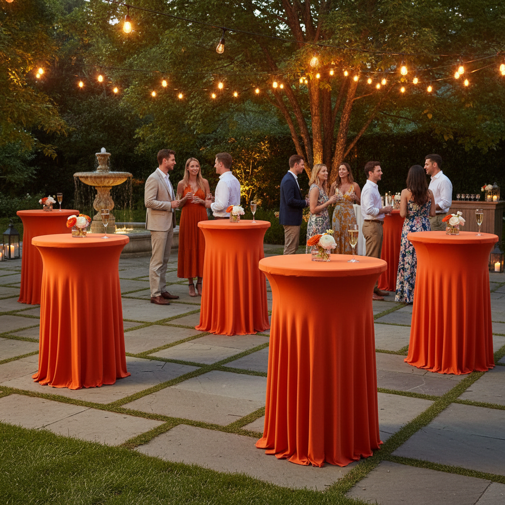 iEventStar 24" Xmas Highboy Cocktail Round Stretch Spandex Table Cover Christmas Table Skirt High Top Tablecloth Hunter Green