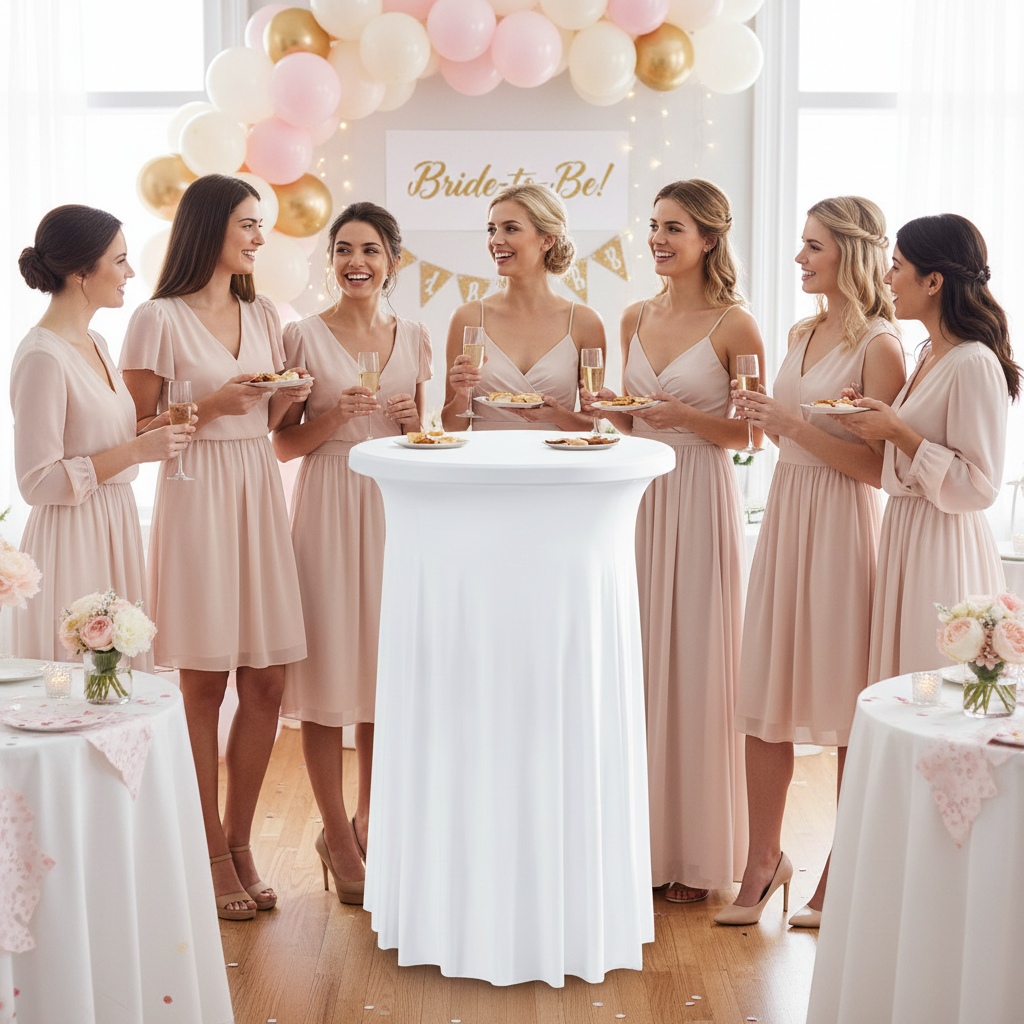 iEventStar 2Pcs 32" Xmas Highboy Cocktail Round Stretch Spandex Table Cover Hunter Green Christmas Table Skirt High Top Tablecloth