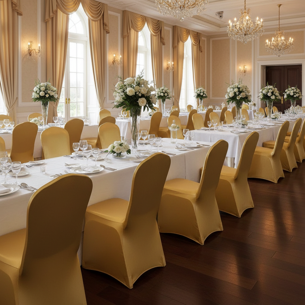 iEventStar Stretch Chair Cover Chair Slipcover Chair Decoration for Wedding Banquet Party (Shiny Gold)