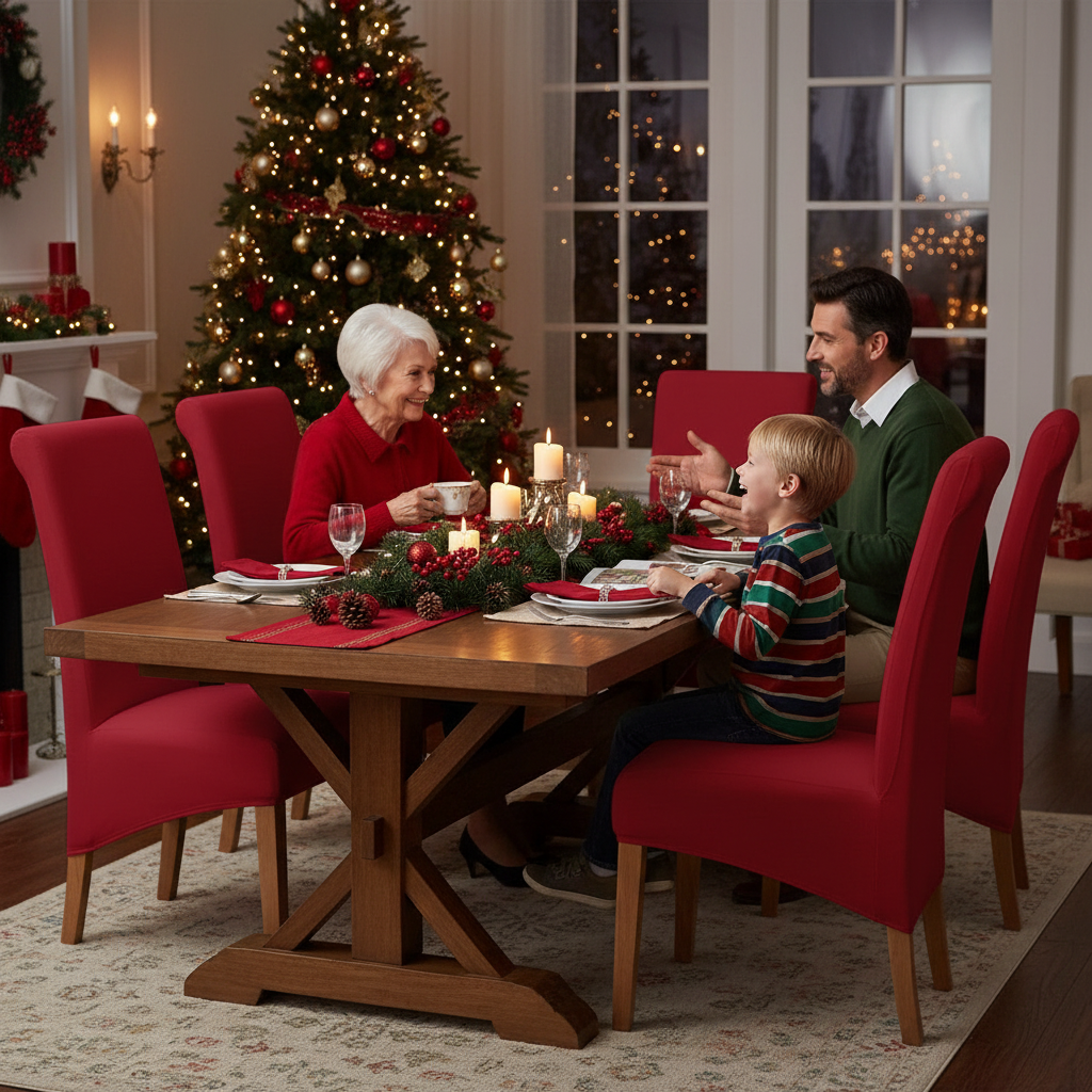 iEventStar Oversized Extra Large Size Christmas Chair Cover Red High Back Chair Covers Chair Protectors Seat Slipcovers for for All Seasons